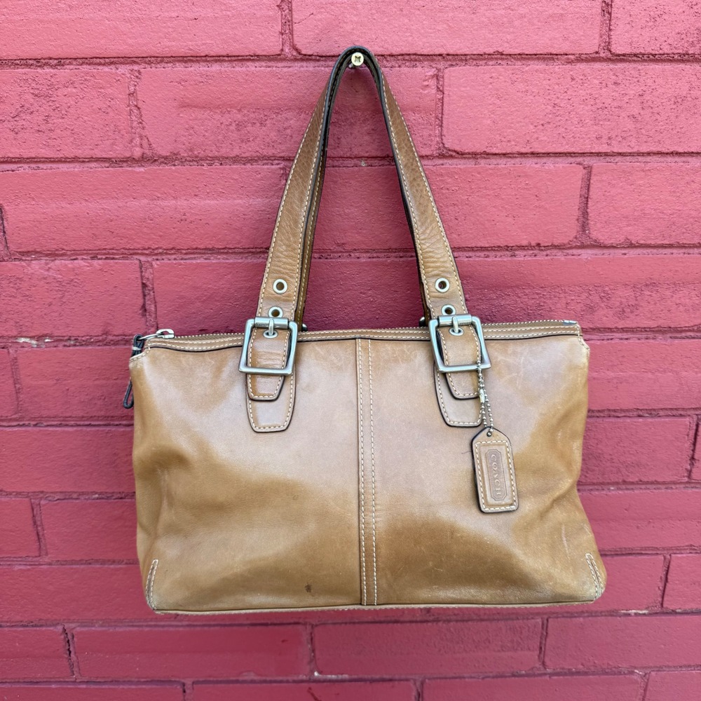 Vintage Y2K Coach Legacy Tan Leather Shoulder Bag Satchel H043-9545
